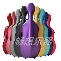 Carbon Fiber Style Cello Case 4/4 Waterproof Pressure Resistant with Wheels