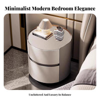 Round 2-Drawer End Table Modern Design Nightstand Space-Saving for Homeowners