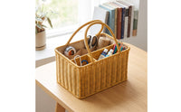 Rectangular Woven Basket with Handle Portable Storage Basket with Handles Structured Multipurpose for Closet, Bedroom, Kitchen, Entryway