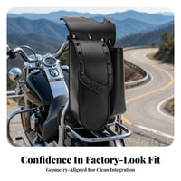 Studded Motorcycle Side Bag with Mounting Tabs Water-Resistant Motorcycle Side Bag Universal Synthetic Leather Saddlebag Large Capacity for Motorcyclists, Riders, Daily Riding