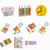 Colorful Design Early Learning Math Toy Set With Storage Case Kids Math Manipulatives Set Abacus and Counting Sticks Kit for Preschoolers, Students, Classroom, Homeschooling