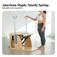 Solid Wood Frame Pilates Wunda Chair Body Shape Ing Wooden Pilates Combo Chair High-Tension Springs Fitness Equipment Adjustable Resistance for Personal Trainers, Adults, Home Gym, Physical Rehabilitation Center