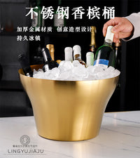 新款不锈钢香槟桶家用红葡萄酒冰桶创意酒吧ktv酒水冰镇桶冷却器