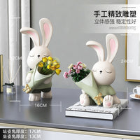 Cream Style Rabbit Vase Ornament for Living Room TV Cabinet Dining Table Entryway Flower Arrangement Home Decor Birthday Housewarming Gift