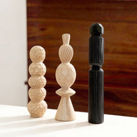 3 Pieces Geometric Resin Sculpture Elegant Wood Look Sculpture Set Easy to Clean Modern Tabletop Figurine Set for Bookshelf