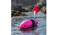High-Visibility Inflatable Buoy with Flag Streamlined Dive Buoy with Flag Bright Inflatable Marker Buoy Reflective for Divers, Snorkelers, Spearfishers, Snorkeling, Open-Water
