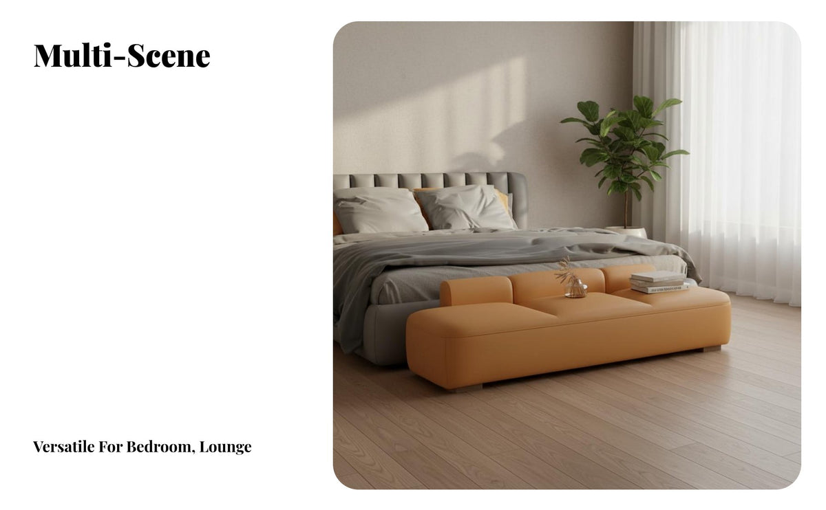 Comfortable Upholstery End of Bed Bench Versatile Use Minimalist Long Stool High-Density Foam Padding Modern Bedroom Bench Solid Wood Frame for Apartment Dwellers, Interior Designers, Dressing Room, Walk-in Closet, Entryway, Under Window
