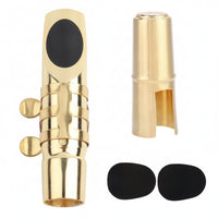 Gold-Colored Saxophone Mouthpiece Polished Shiny Finish Saxophone Ligature Clamp Tightening Screws Sax Mouthpiece Cap