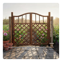 Wooden Lattice Gate Weather-Resistant Arched Double Garden Gate Anti Carbonized Fir Wood Fence for Homeowners, Yard, Vegetable Bed, Patio