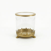 Glass Holder with Claw Feet Embossed Decorative Container for Vanity, Dresser