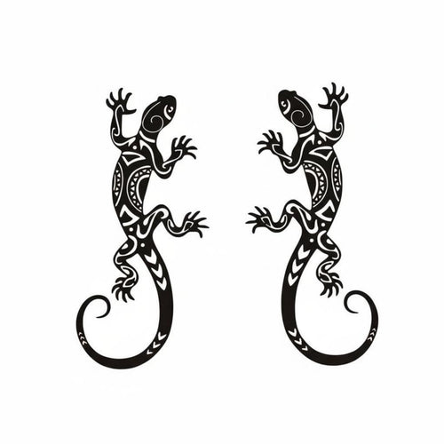 2 Pieces Gecko Wall Decor Outline Design Metal Lizard Wall Art for Outdoor