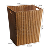 Storage Basket Rectangular Rattan Laundry Basket Rustic Container for Shelf, Laundry Room
