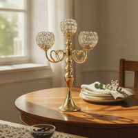 Candelabra with Crystal Beads Tall Candelabra Centerpiece Lustrous Candle Holder with Five Heads for Event Decorators, Party Backdrops