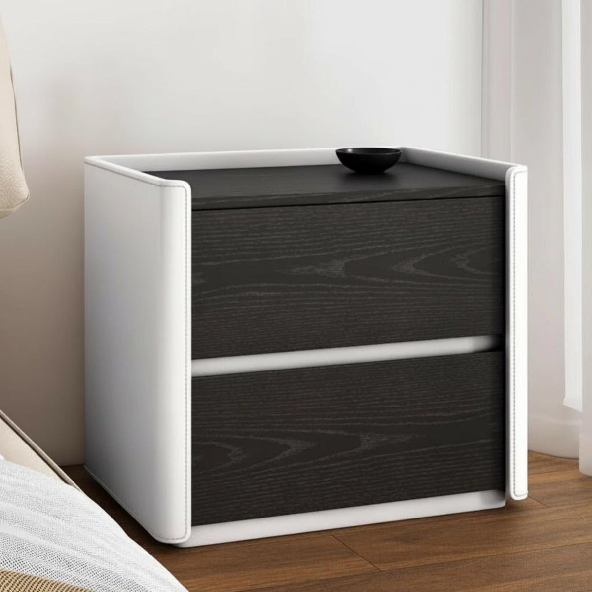 Bedside Storage Unit Light Luxury Aesthetic Nightstand Rounded Corners for Hotel
