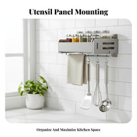Drilleffortless Installation Wall-Mounted Utility Rack Space-Saving Storage Shelf Multi-Purpose Seasoning Organizer Easy to Clean for Renters, Organizers, Apartment Dwellers, Bathroom, over Countertop, Pantry