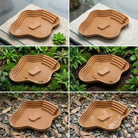 Large Turtle Basking Area and Water Bowl with Ramp, Reptile Bathing Basin for Tortoises, Decorative Reptile Accessories, 24.5cm Size