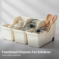 Pot and Pan Organizer Multi-Functional Cabinet Storage Organizer Bin Space Saving Slide-out Cabinet Storage for Kitchen, Pantry