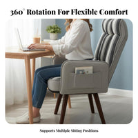 Sofa-Like Comfort Upholstered Home Office Chair Plush Padding Upholstered Adjustable Seat Ergonomic Design rotate Armchair effortlessRolling Casters for gaming enthusiasts, Students, Remote Employees, Study Room, Bedroom