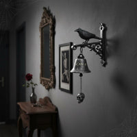 Crow Chime Spooky Decor Raven Wall Mounted Bell Dark Academia for Garden Gate