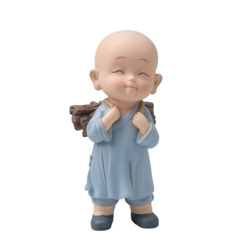 Monk Figurine with Firewood Calm Sculpture Meaningful for Shelf