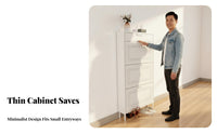 Footwear Organizer Space-saving Narrow Entryway Shoe Storage Metal Construction Tipping Drawers Ventilated Doors Suitable for Apartment Dwellers Homeowners Hallway Small Areas