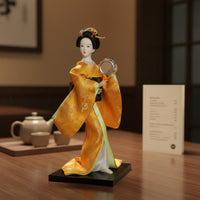 Japanese Geisha Doll Exquisite Details Silk Geisha Statue Handmade for Wedding