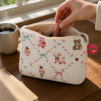 Cartoon Quilted Cosmetic Pouch Mini Storage Bag