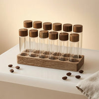 Test Tube Holder with Wooden Stand Vertical Glass Tube Holder Compact
