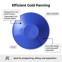 Gold Panning Pan with Double Riffles for Prospecting, Washing for Creek Mining and Sediment Separation, 38cm Diameter