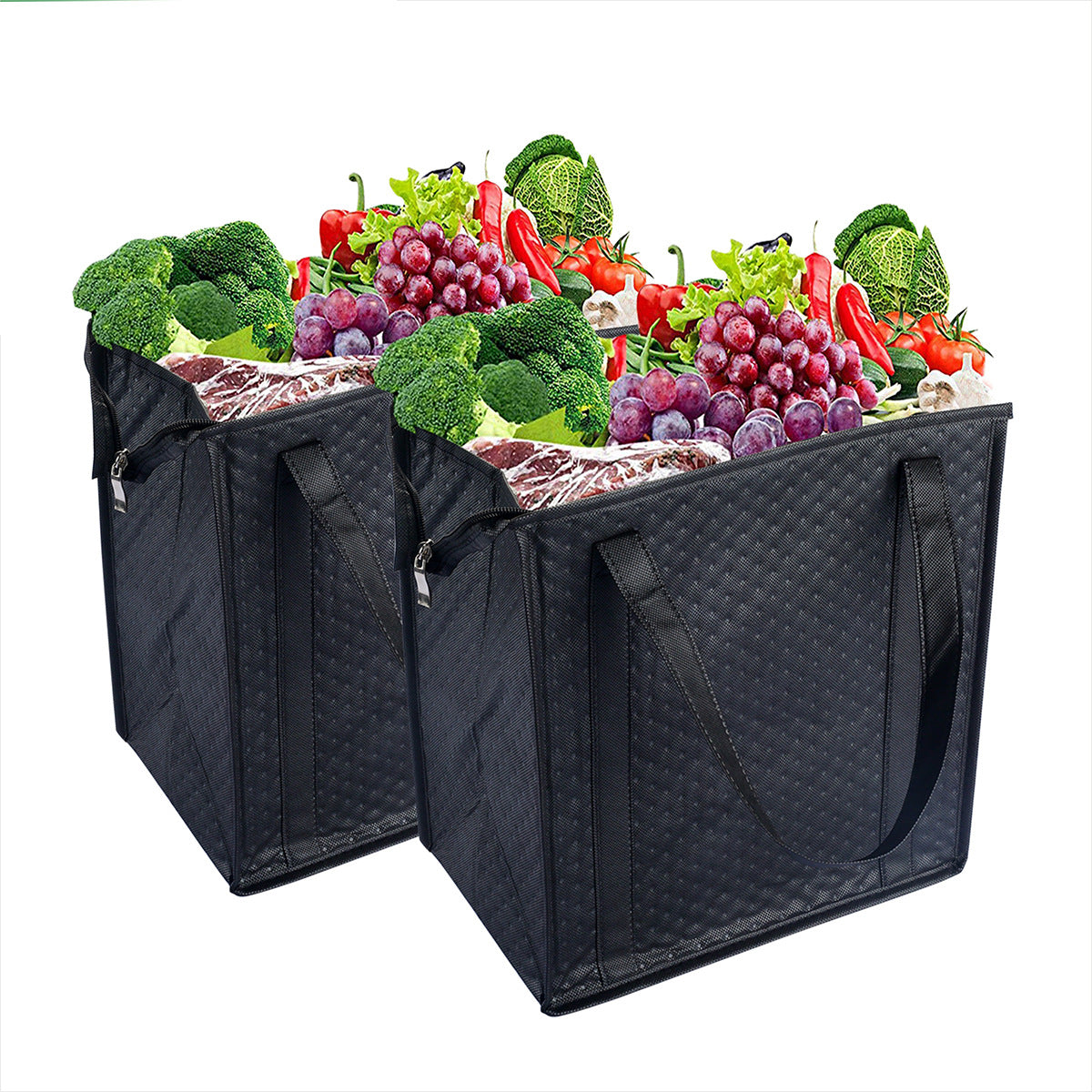 Large Capacity Insulated Reusable Grocery Shopping Bag with Aluminum Foil Lining