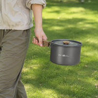 Camping Cooker Set Pot Set Hard Anodized 2-Piece Set with Storage Bag Gas Compatible