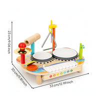 Allall-in-1 Wooden Musical Instrument Toy Multifunctional Toy Piano with Drums Multi-Functional Wooden Music Station Educational for Toddlers, Preschoolers, Kids, Playroom, Home, Daycare