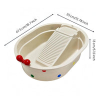 Laundry Washboard Tub Bow Accent Washboard Basin Oval-Shaped