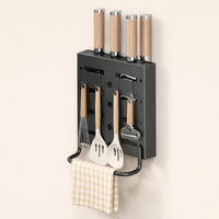 Cutlery Organizer and Kitchen Utensil for Chefs, Multi-functional Wall Mounted or Countertop Rack with Chopstick Holder