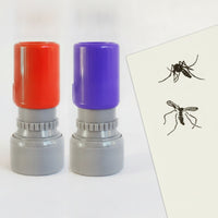 2 Pieces Compact Stamp with Motif Cylindrical Self-Inking Stamp with Ink Pad Round Ready to Use for Stationery Lovers, Planners, Notes, Desks