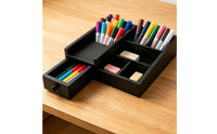 Dark Desktop Organizer Space-Saving Multi Compartment Organizer 6 Compartments Office Supply Holder