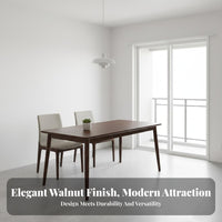Rectangular Dining Table and Chairs Space Saving Walnut Wood Dining Furniture Modern Design Wooden Table and Chairs for Families, Home