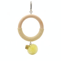 Hanging Bird Toy Natural Wood Rope Hoop Bird Toy with Bell Chewing for Parrots