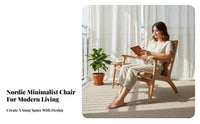 Woven Rope Armchair sturdy Wood Frame Lounge Chair Wabi-Sabi Aesthetic Minimalist Design for Adults, Homeowners, Sunroom, Study