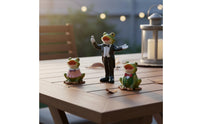 3 Pieces Frog Choir Statue Whimsical Design Vocalizing Frog Figurine Set Cute Animal Garden Ornament Decoration for Gardeners, Patio, Desktop