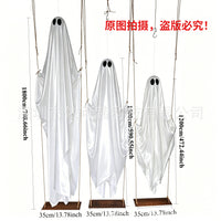 4-Foot Hanging Ghost Halloween Decoration with String Lights for Outdoor