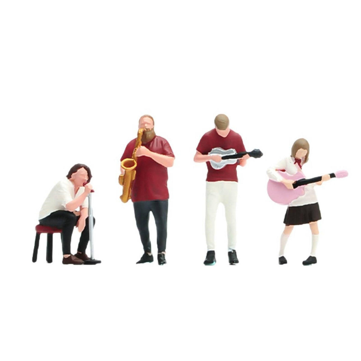 4 Pieces 1/64 Scale Band Figurines Instrument Players Musician Figurines
