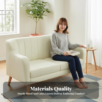 Groove-Tufted Settee Nordic Design Small Couch Space-Saving High-Density Foam Padding for Students, Bedroom, Balcony, Entryway