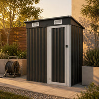 Metal Storage Shed Sloped Roof Outdoor Tool Shed Compact for Rooftop