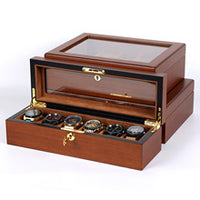 Baked Paint Watch Box, Black Walnut, 6/10/12 Slots, for Watch Storage