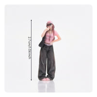 1/64 Scale Figure Cityscape Miniature Woman with Cap Standing Figurine Realistic Female Figurine Collectible for Hobbyists