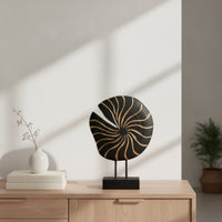 Sun Disk Sculpture Abstract Resin Sculpture with Base Retro Decor for Bookshelf