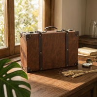 Suitcase-Shaped Storage Box Metal Latch Vintage Suitcase Box Reinforced Corners