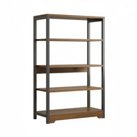 1 Piece 6-tier Bookshelf Bookcase Display Shelf Freestanding Storage Rack Metal and Wood Construction Suitable for Living Room Office Bedroom