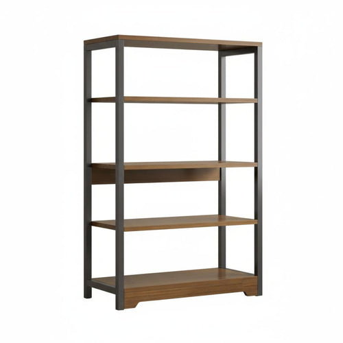 1 Piece 6-tier Bookshelf Bookcase Display Shelf Freestanding Storage Rack Metal and Wood Construction Suitable for Living Room Office Bedroom